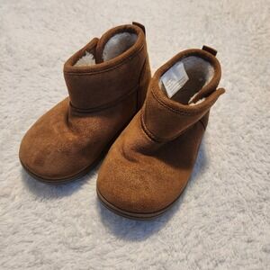 Toddler Faux Suede Faux Fur Lined Ankle Boots Chestnut Brown Size 10